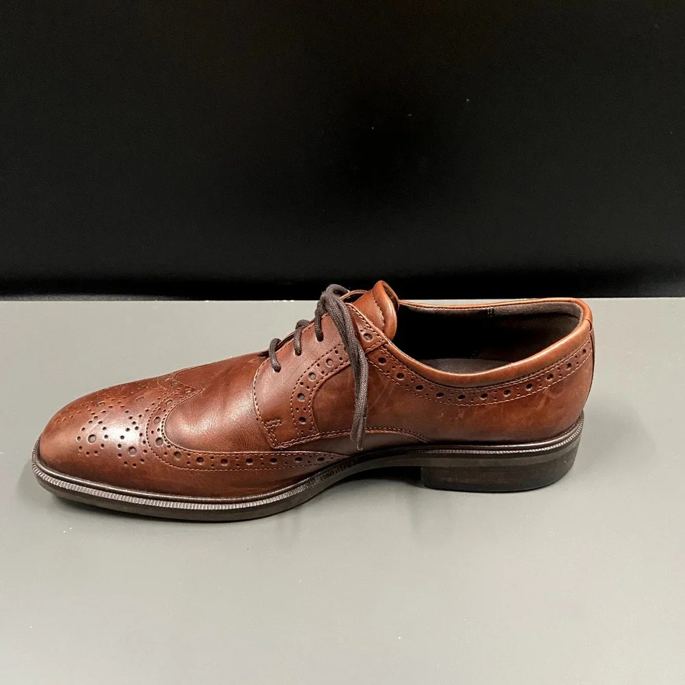 Ecco Melbourne Mens Size‎ 41 Cocoa Brown Leather Casual Wingtip Dress Shoes